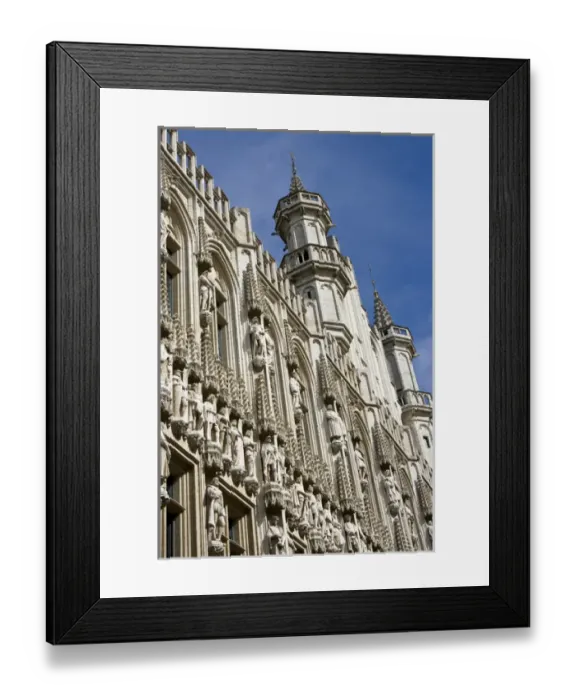 Framed Print : Brussels, Belgium, architecture, statuary, tower, sandstone, city hall, Grand Place Framed Print : Brussels, Belgium, architecture, statuary, tower, sandstone, city hall, Grand Place