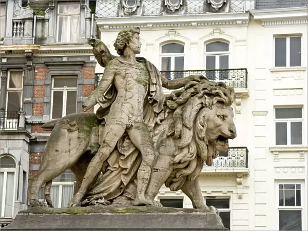 Brussels, Belgium, lion, statue