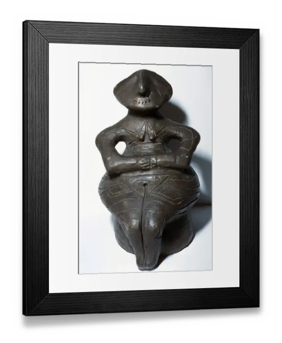 Framed Print : Neolithic woman sitting on chair Lady of Pazardzik, 4500 BC Framed Print : Neolithic woman sitting on chair Lady of Pazardzik, 4500 BC