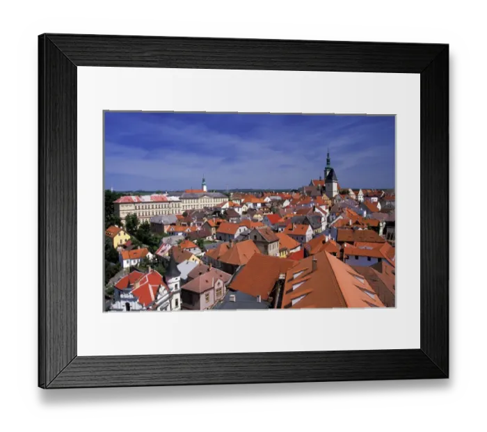 Framed Print : Europe, Czech Republic, Tabor. Old town view from 15th C. Kotnov Tower