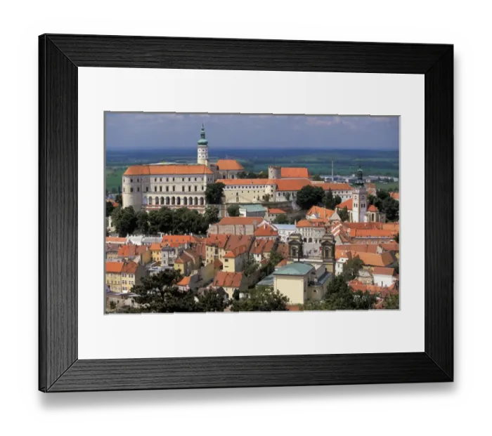 Framed Print : Europe, Czech Republic, Mikulov. Town view from Holy Hill