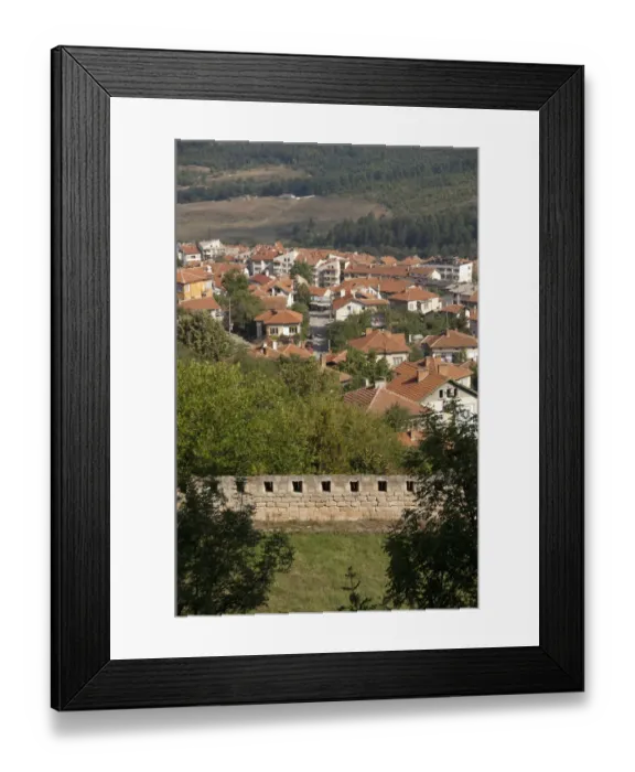 Framed Print : Bulgaria, Belogradshick. Belogradshick Fortress wall with the town of Belogradshick