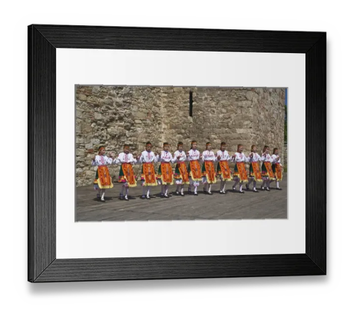 Framed Print : The childrens dance group at the Baba Vida Fortress Framed Print : The childrens dance group at the Baba Vida Fortress