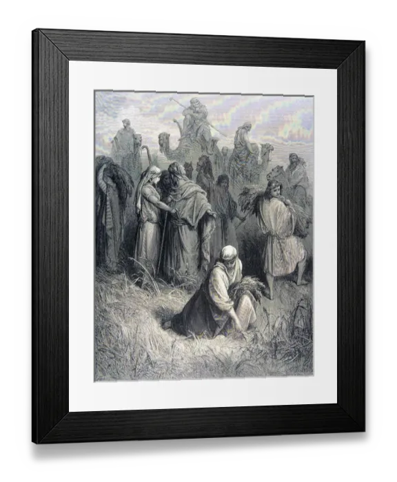 Framed Print : Gustave Dores engraving. 19th cent. Boaz and Ruth. Copyright: aA Collection Framed Print : Gustave Dores engraving. 19th cent. Boaz and Ruth. Copyright: aA Collection