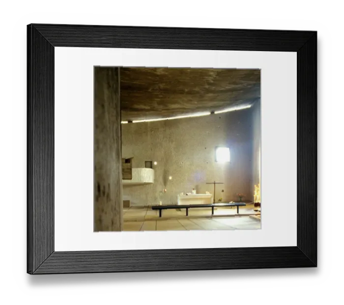 Framed Print : Notre Dame de Haut by Le Corbusier. Ronchamp, Interior view. Haute-Saone, Franche-Comte Framed Print : Notre Dame de Haut by Le Corbusier. Ronchamp, Interior view. Haute-Saone, Franche-Comte