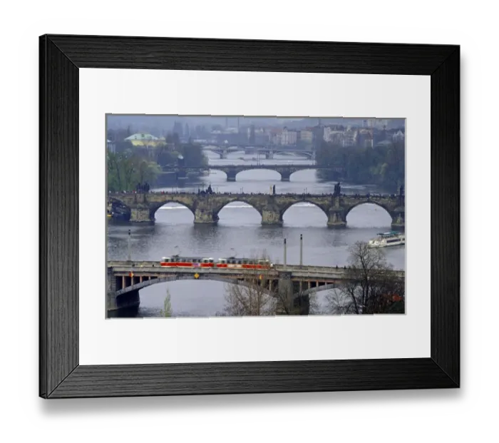 Framed Print : Europe, Czech Republic, Prague. View of Vltava River with Manesuv, Charles, Legil Framed Print : Europe, Czech Republic, Prague. View of Vltava River with Manesuv, Charles, Legil