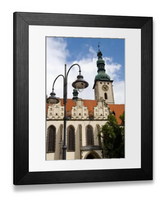 Framed Print : City Center of Tabor with church called Lords Transfiguration Church 1662 in Czech Framed Print : City Center of Tabor with church called Lords Transfiguration Church 1662 in Czech