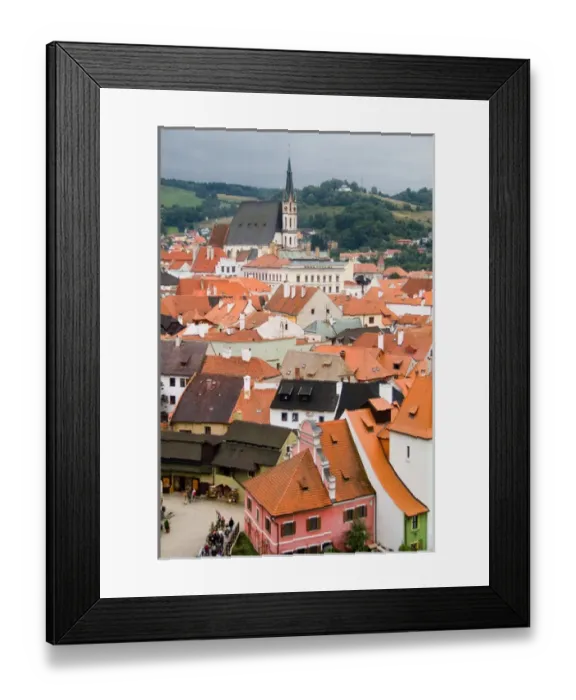 Framed Print : Beautiful aerial image showing all the architecture of tourist city of Cesky Krumlov Framed Print : Beautiful aerial image showing all the architecture of tourist city of Cesky Krumlov
