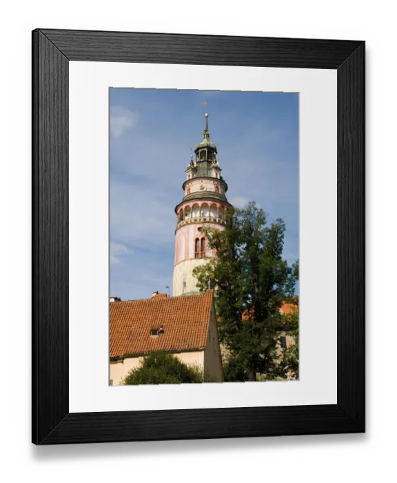 Framed Print : Painted beautiful Castle Tower of tourist city of Cesky Krumlov in Czech Republic Framed Print : Painted beautiful Castle Tower of tourist city of Cesky Krumlov in Czech Republic