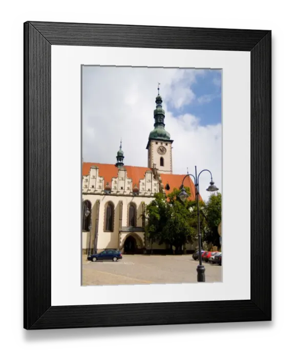 Framed Print : Lords Transfiguration Church built in 1662 in Center City in Tabor in Czech Republic
