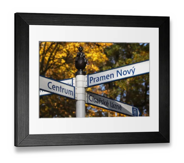 Framed Print : Europe, Czech Republic, Frantiskovy Lazne. The sign inside of city park
