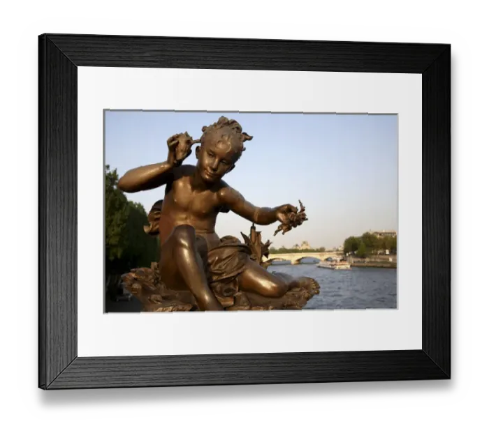 Framed Print : The sculpture on the Pont Alexandre III with River Seine in the background. Paris. France Framed Print : The sculpture on the Pont Alexandre III with River Seine in the background. Paris. France