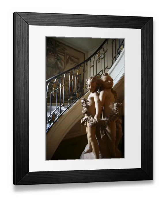 Framed Print : Sculptures display by the staircase of Musee Nissim de Camondo. Paris. France