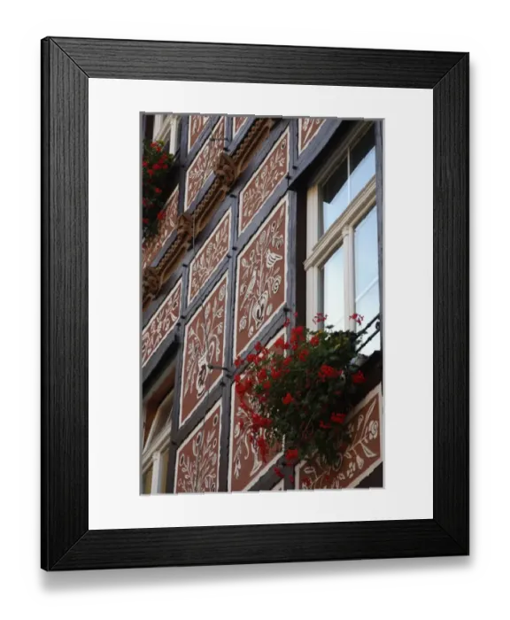 Framed Print : Europe, Czech Republic, Frantiskovy Lazne. A fresco decorated hotel facace