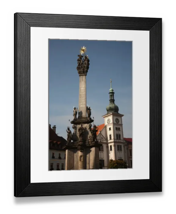 Framed Print : Europe, Czech Republic, West Bohemia, city of Loket. Plague Column with bell tower