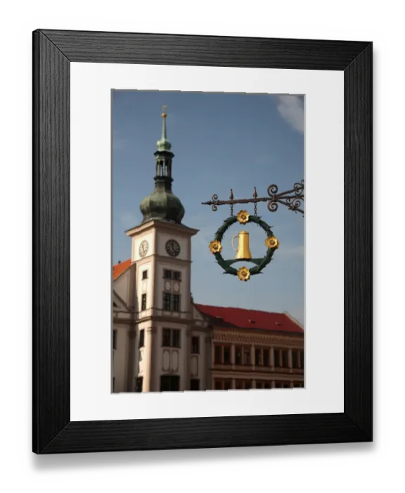 Framed Print : Europe, Czech Republic, West Bohemia, city of Loket. Sign of a beer house with Framed Print : Europe, Czech Republic, West Bohemia, city of Loket. Sign of a beer house with