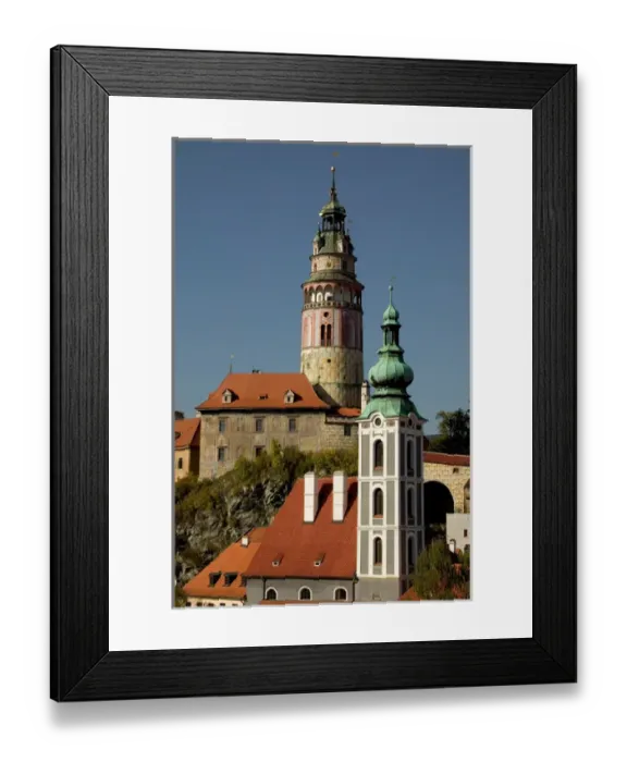 Framed Print : Tower of the chateau and the Saint Jost Church, Cesky Krumlov, Bohemia, Czech Republic