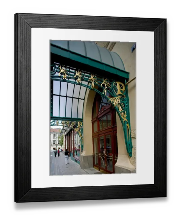 Framed Print : Art Nouveau ornamentation on exterior of Municipal House (theater), Prague, Czech Framed Print : Art Nouveau ornamentation on exterior of Municipal House (theater), Prague, Czech