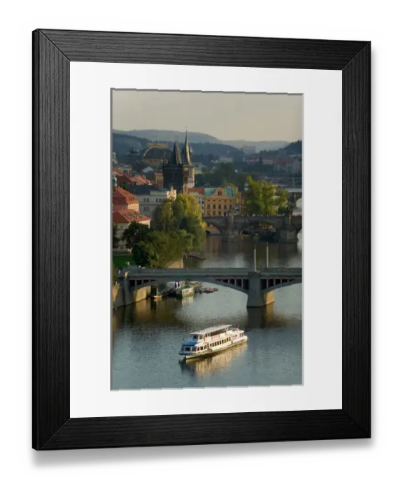 Framed Print : Vltava River flowing through Prague, Czech Republic