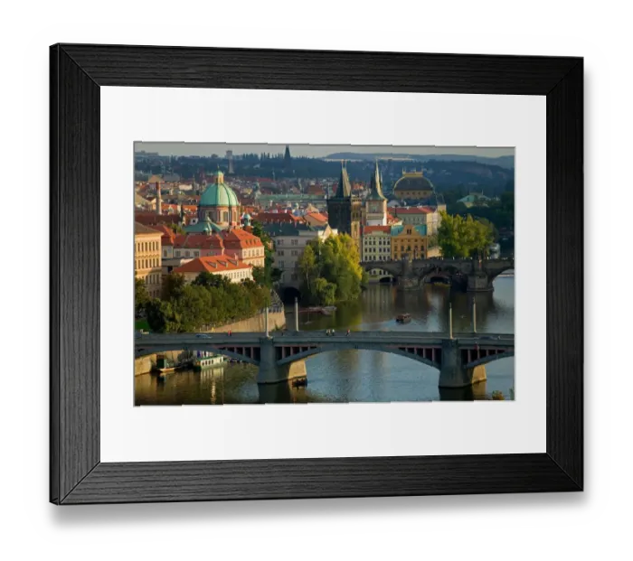 Framed Print : Vltava River flowing through Prague, Czech Republic