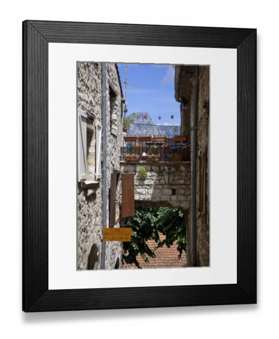 Framed Print : France, Provence, Vence. Sign for an English library outside an old building. Credit as