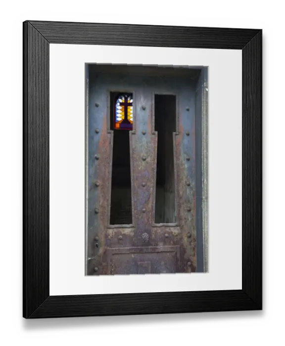Framed Print : Europe, France, Paris. Cross inside mausoleum at the landmark Pere Lachaise Cemetery