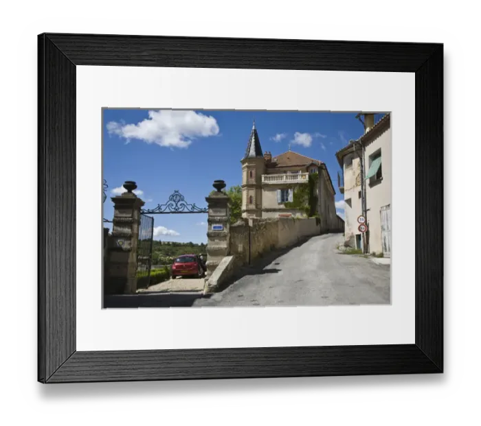 Framed Print : France, Provence, Valensole. Village road passes by Chateau du Grand Jardin Framed Print : France, Provence, Valensole. Village road passes by Chateau du Grand Jardin