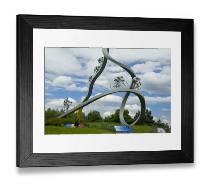 Framed Print : France, Aire des Pyrenees. Tour de France monument between Tarbes and Pau (aka Le