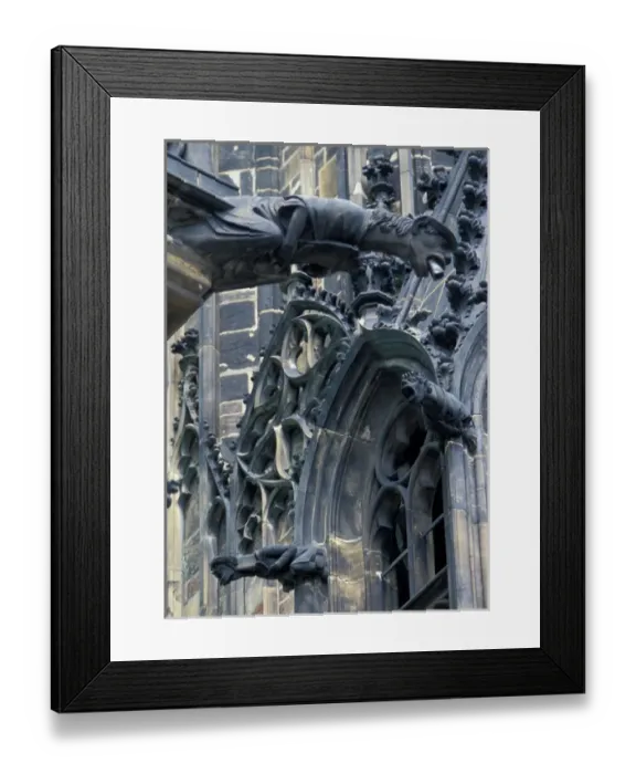 Framed Print : Europe, Czech Republic, Prague, Castle detail and gargoyles Framed Print : Europe, Czech Republic, Prague, Castle detail and gargoyles