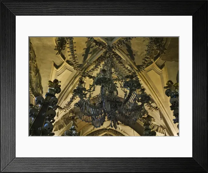 Framed Print : Sedlec Ossuary, a church decorated with the bones of 40, 000 people, victims of Framed Print : Sedlec Ossuary, a church decorated with the bones of 40, 000 people, victims of