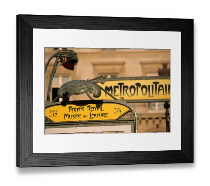 Framed Print : Metro entrance sign; Paris; France Framed Print : Metro entrance sign; Paris; France