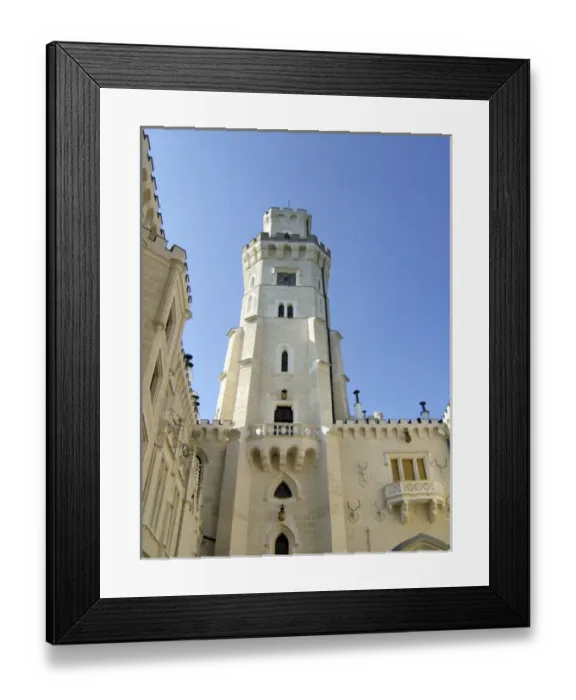 Framed Print : Europe, Czech Republic, Hluboka Castle. The clock tower of Hluboka Castle, South Bohemia