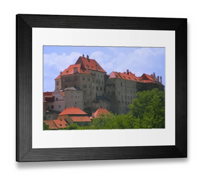 Framed Print : Historical buildings with red roof in Cesky Krumlov, Czech Republic Framed Print : Historical buildings with red roof in Cesky Krumlov, Czech Republic