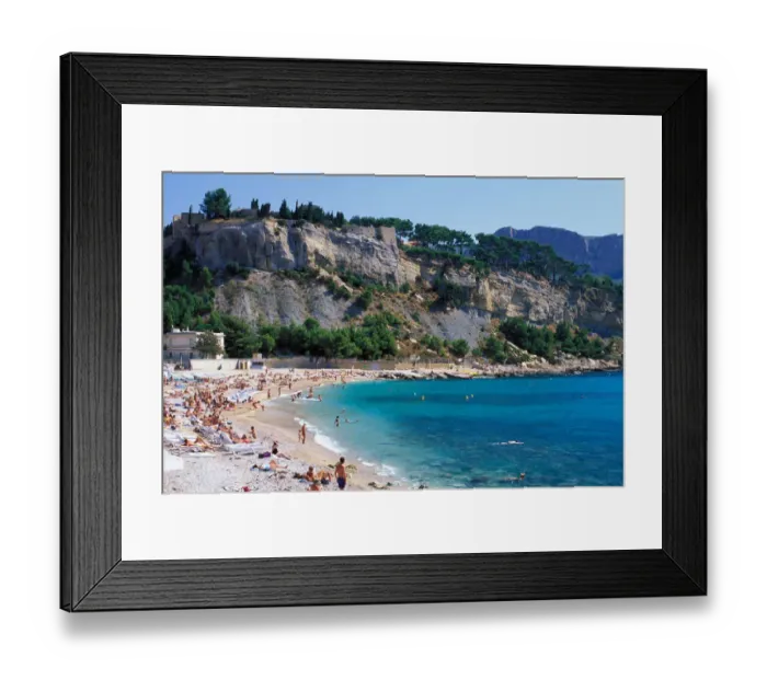 Framed Print : EU, France, Cassis. Beach scene