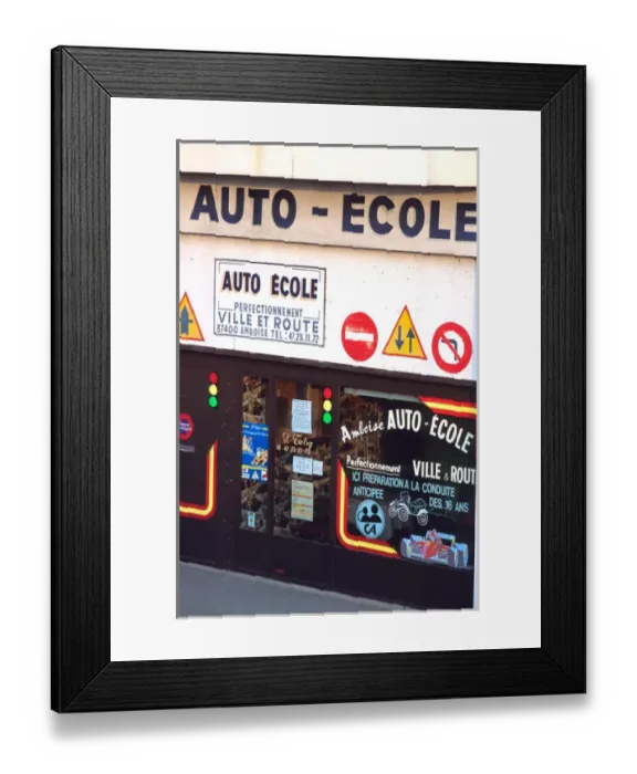 Framed Print : Driving school in France. french, france, francaise, francais, europe, european