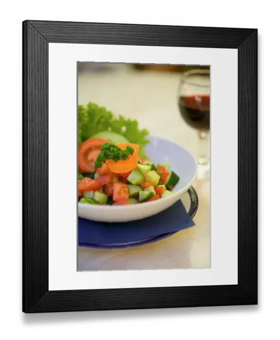 Framed Print : salad and wine, Czech Republic, prague Framed Print : salad and wine, Czech Republic, prague