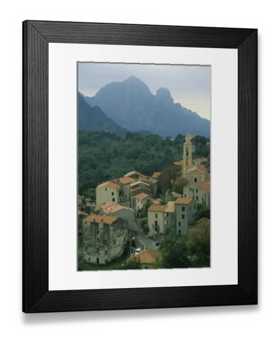 Framed Print : France, Corsica, Evisa mountain village, W. Coast