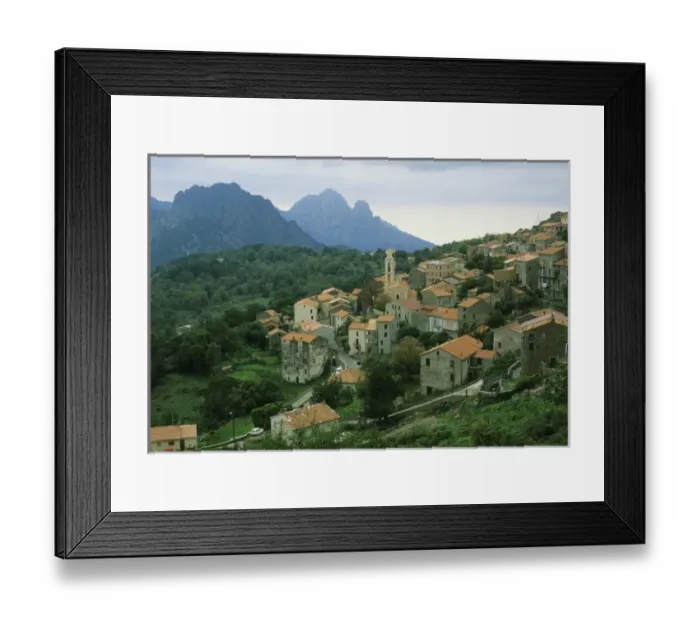 Framed Print : France, Corsica, Evisa Mountain village, west coast