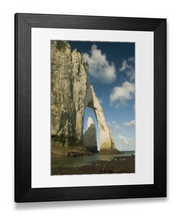 Framed Print : L Aiguille (Needle) through Porte d Aval arch, Etretat, Normandy FRANCE