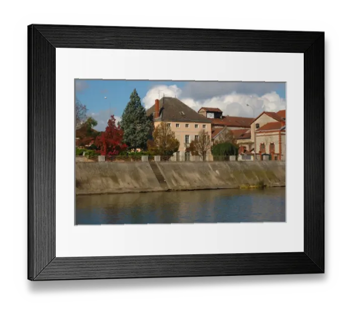Framed Print : France, Burgundy, Macon, buildings along Saone River