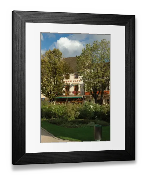 Framed Print : 03. France, Burgundy, Beaune, little park and cafe near center of town Framed Print : 03. France, Burgundy, Beaune, little park and cafe near center of town