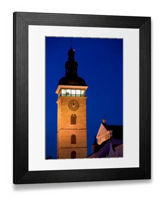 Framed Print : church tower by night, Czech Republic, Ceske Budejovice Framed Print : church tower by night, Czech Republic, Ceske Budejovice