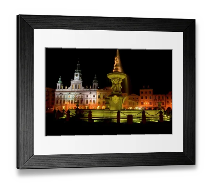 Framed Print : Samson fountain and Town Hall, Czech Republic, Ceske Budejovice