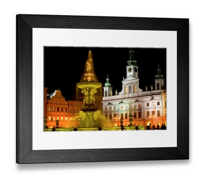 Framed Print : Samson fountain and Town Hall, Czech Republic, Ceske Budejovice