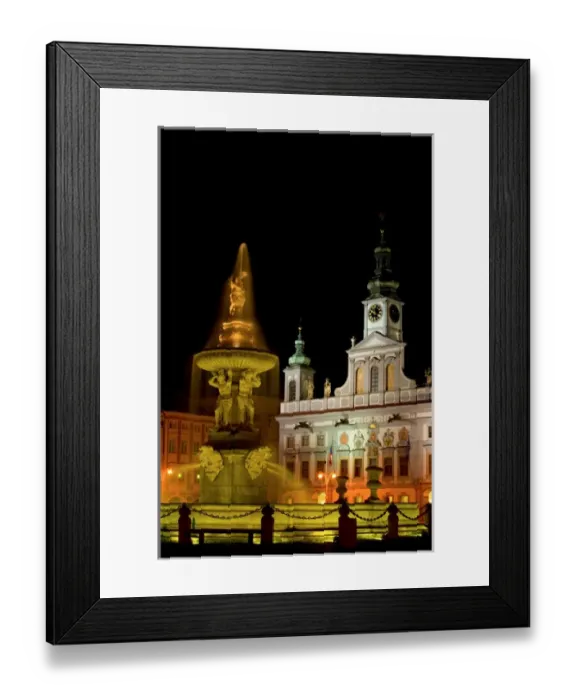 Framed Print : Samson fountain and Town Hall, Czech Republic, Ceske Budejovice