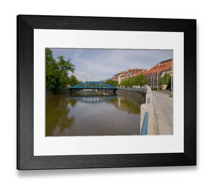 Framed Print : bridge over Vltava river, Czech Republic, Ceske Budejovice Framed Print : bridge over Vltava river, Czech Republic, Ceske Budejovice