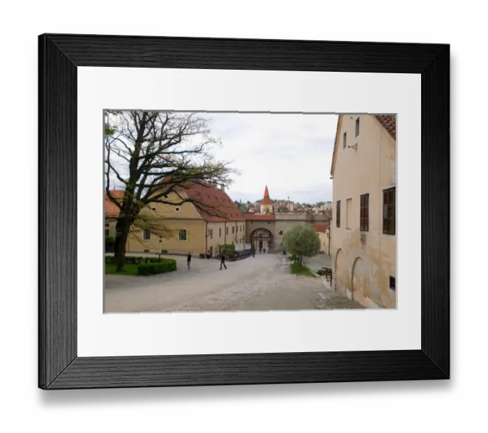 Framed Print : castle courtyard, Czech Republic, Ceske Krumlov, World Heritage Site