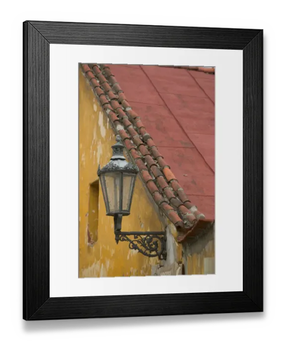 Framed Print : old street lamp, Czech Republic, Ceske Krumlov, World Heritage Site
