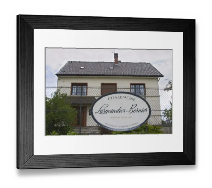 Framed Print : A big sign saying Champagne larmandier-Bernier, wine grower since 1849, vineyards in Cramant Framed Print : A big sign saying Champagne larmandier-Bernier, wine grower since 1849, vineyards in Cramant
