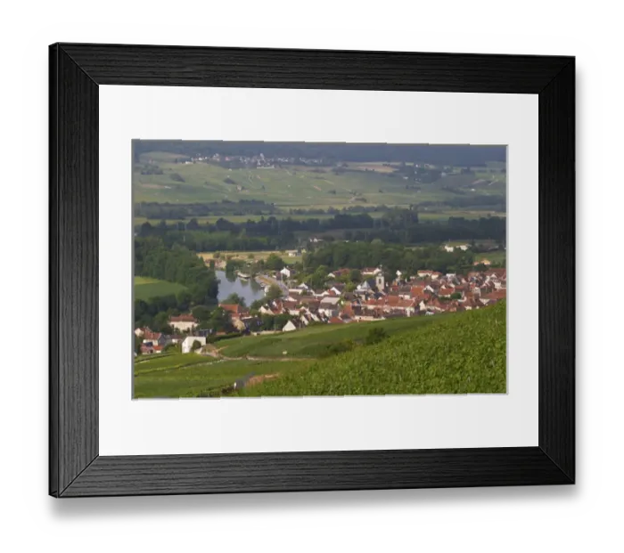 Framed Print : A view of the Vallee de la Marne river and vineyards and the village Cumieres Framed Print : A view of the Vallee de la Marne river and vineyards and the village Cumieres